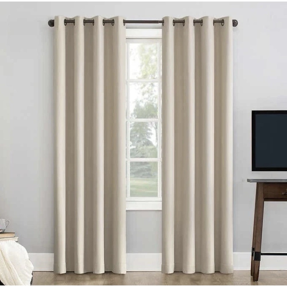 NOB 2pcs Sun Zero Pratt Tonal Texture Fleece Insulated Blackout Curtains 50"x63"